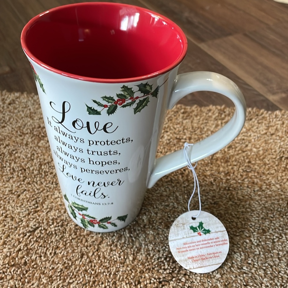 Global Design Mug Love Never Fails Religious Corinthians 10oz